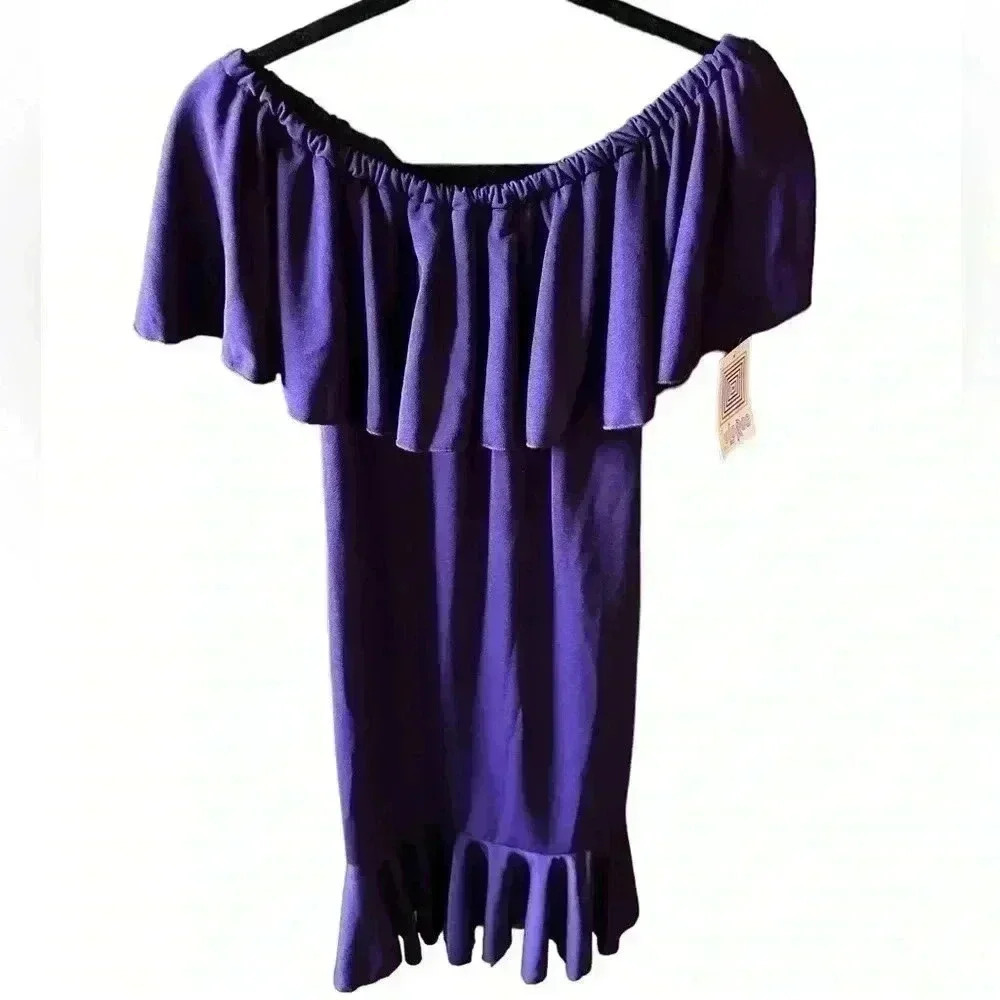 Lularoe Small purple Cici one shoulder mermaid hem dress. NWT. Thick & stretchy.